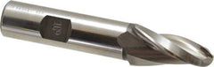 Made in USA - 10° Taper Angle per Side, 3/8" Small End Diam, 1-1/4" LOC, High Speed Steel 3 Flute Tapered Ball End Mill - 3-1/4" OAL, 5/8" Shank Diam - Benchmark Tooling