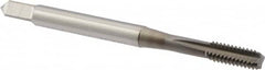 OSG - #8-32 UNC 2B 4 Flute Nitride Finish Cobalt Straight Flute Standard Hand Tap - Bottoming, Right Hand Thread, 3/4" OAL, 0.168" Thread Length, Oversize - Exact Industrial Supply