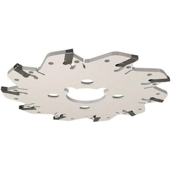 Iscar - Arbor Hole Connection, 0.132" Cutting Width, 1.53" Depth of Cut, 6.3" Cutter Diam, 1-1/2" Hole Diam, 10 Tooth Indexable Slotting Cutter - GM Toolholder, GIM, GIMY, GIP Insert, Right Hand Cutting Direction - Benchmark Tooling