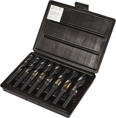 Precision Twist Drill - 9/16 to 1", 118° Point, Oxide/Gold Finish, Cobalt Reduced Shank Drill Bit Set - Benchmark Tooling