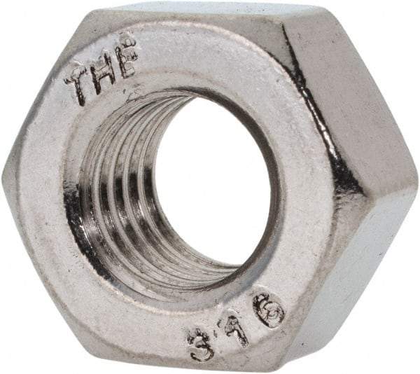 Value Collection - 7/16-14 UNC Stainless Steel Right Hand Heavy Hex Nut - 3/4" Across Flats, 27/64" High, Uncoated - Benchmark Tooling