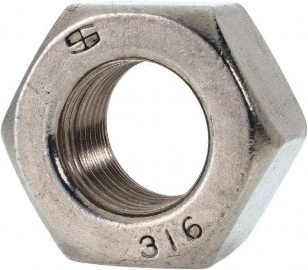 Value Collection - 5/8-18 UNF Stainless Steel Right Hand Heavy Hex Nut - 1-1/16" Across Flats, 39/64" High, Uncoated - Benchmark Tooling