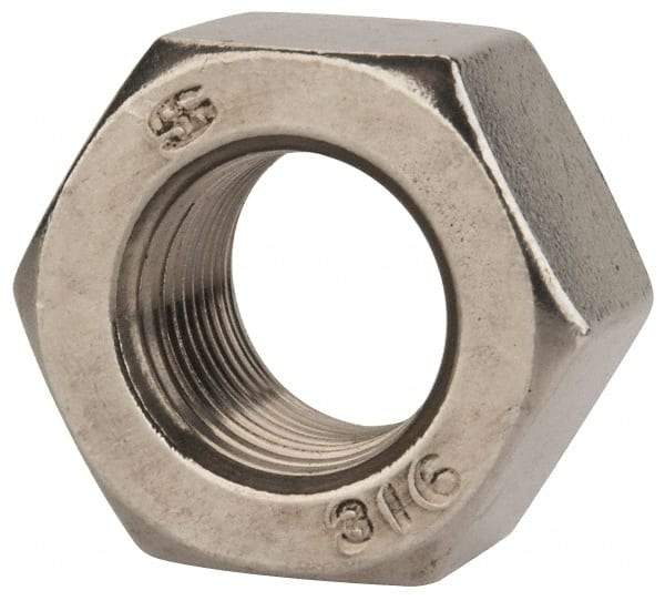 Value Collection - 3/4-16 UNF Stainless Steel Right Hand Heavy Hex Nut - 1-1/4" Across Flats, 47/64" High, Uncoated - Benchmark Tooling