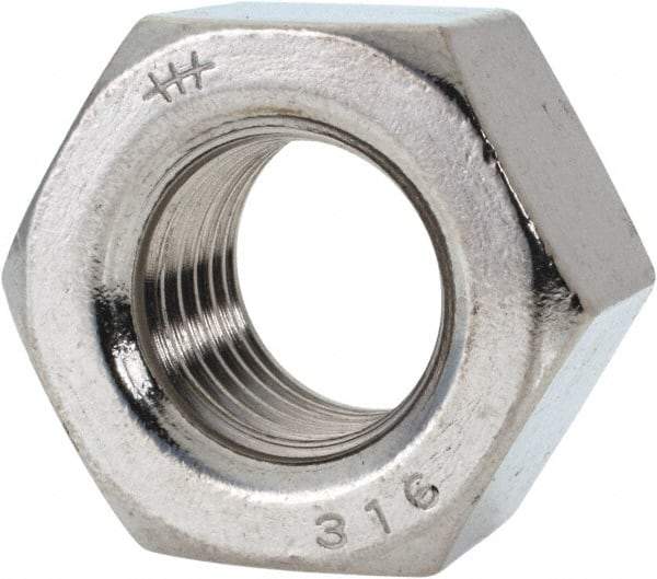 Value Collection - 7/8-9 UNC Stainless Steel Right Hand Heavy Hex Nut - 1-7/16" Across Flats, 55/64" High, Uncoated - Benchmark Tooling