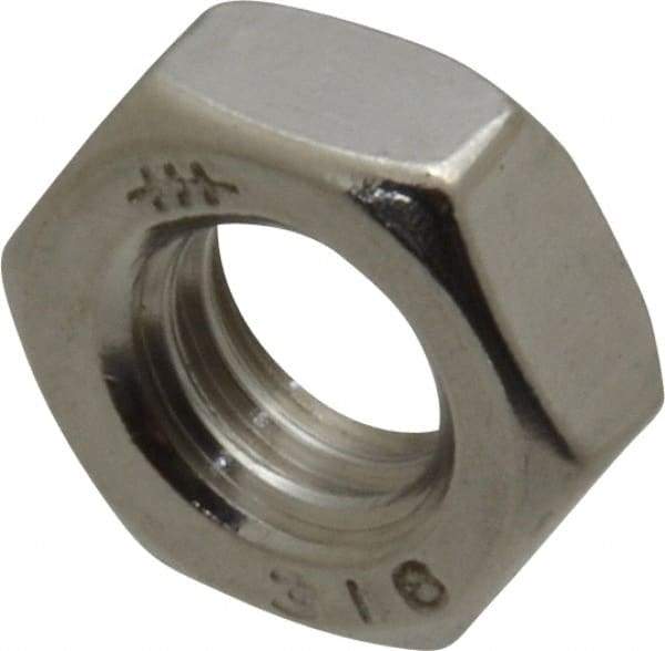 Value Collection - 5/16-18 UNC Stainless Steel Right Hand Hex Jam Nut - 1/2" Across Flats, 3/16" High, Uncoated - Benchmark Tooling