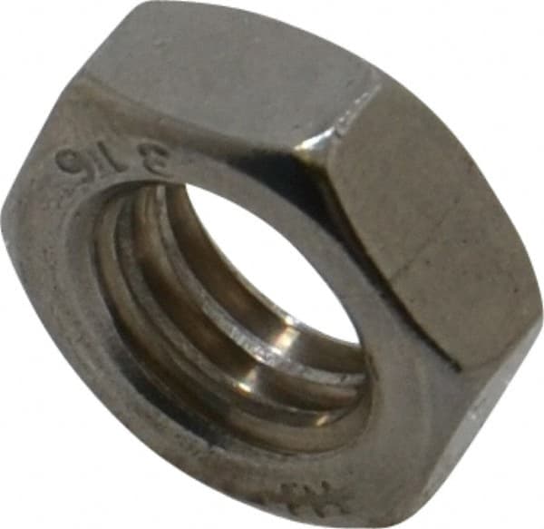 Value Collection - 3/8-16 UNC Stainless Steel Right Hand Hex Jam Nut - 9/16" Across Flats, 7/32" High, Uncoated - Benchmark Tooling