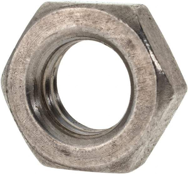 Value Collection - 7/16-14 UNC Stainless Steel Right Hand Hex Jam Nut - 11/16" Across Flats, 1/4" High, Uncoated - Benchmark Tooling