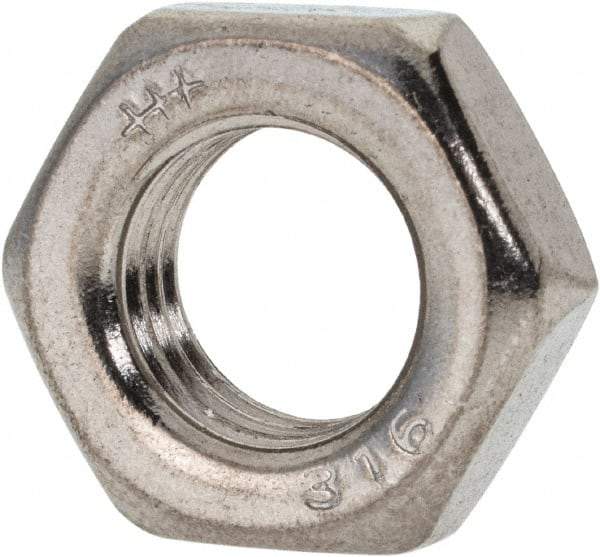 Value Collection - 7/16-20 UNF Stainless Steel Right Hand Hex Jam Nut - 11/16" Across Flats, 1/4" High, Uncoated - Benchmark Tooling