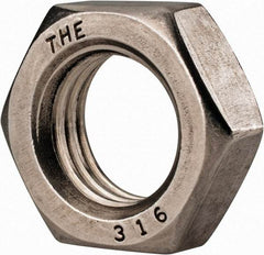 Value Collection - 7/8-9 UNC Stainless Steel Right Hand Hex Jam Nut - 1-5/16" Across Flats, 31/64" High, Uncoated - Benchmark Tooling