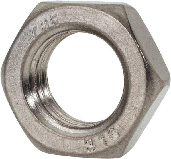 Value Collection - 1-8 UNC Stainless Steel Right Hand Hex Jam Nut - 1-1/2" Across Flats, 35/64" High, Uncoated - Benchmark Tooling