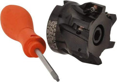 Kennametal - 6 Inserts, 2" Cut Diam, 3/4" Arbor Diam, 0.56" Max Depth of Cut, Indexable Square-Shoulder Face Mill - 0/90° Lead Angle, 1.575" High, EC14.., EP14.. Insert Compatibility, Through Coolant, Series Mill 1-14 - Benchmark Tooling