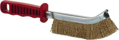 JAZ USA - Brass Coated Steel Crimped Wire Scratch Brush - 5" Brush Length x 5" Brush Width, 10" OAL, 1-1/8" Trim Length, Plastic Handle - Benchmark Tooling