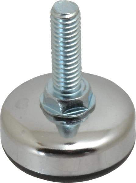 Vlier - 5/16-18 Bolt Thread, Stud Mount Leveling Pad & Mount - 200 Max Lb Capacity, 1.38" Base Diam, 0.98" Thread Length - Benchmark Tooling