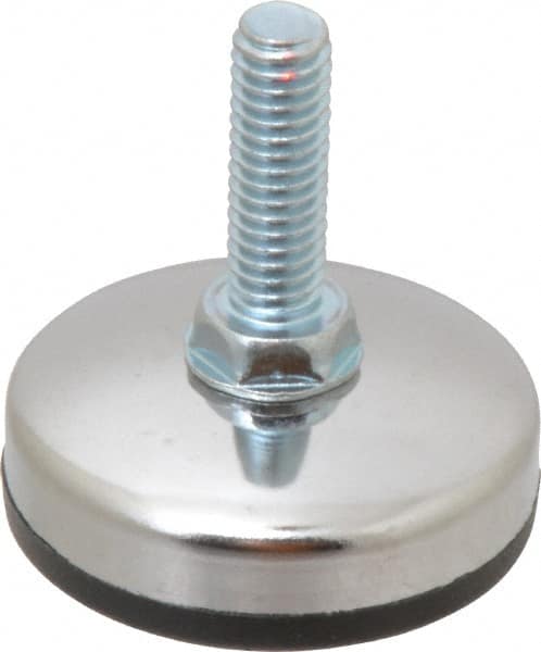 Vlier - 5/16-18 Bolt Thread, Stud Mount Leveling Pad & Mount - 200 Max Lb Capacity, 1.65" Base Diam, 0.98" Thread Length - Benchmark Tooling