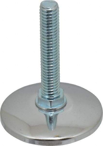 Vlier - 3/8-16 Bolt Thread, Stud Mount Leveling Pad & Mount - 250 Max Lb Capacity, 1.97" Base Diam, 1.97" Thread Length - Benchmark Tooling