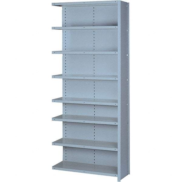 Lyon - 8 Shelf, 1,300 Lb. Capacity, Closed Shelving Add-On Unit - 36 Inch Wide x 12 Inch Deep x 84 Inch High, Gray - Benchmark Tooling