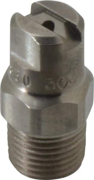 Bete Fog Nozzle - 1/8" Pipe, 30° Spray Angle, Grade 303 Stainless Steel, Standard Fan Nozzle - Male Connection, 1.26 Gal per min at 100 psi, 0.072" Orifice Diam - Benchmark Tooling