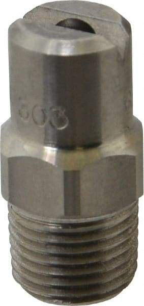 Bete Fog Nozzle - 1/8" Pipe, 90° Spray Angle, Grade 303 Stainless Steel, Standard Fan Nozzle - Male Connection, 4.74 Gal per min at 100 psi, 0.141" Orifice Diam - Benchmark Tooling