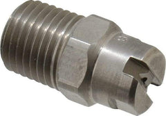 Bete Fog Nozzle - 1/4" Pipe, 30° Spray Angle, Grade 303 Stainless Steel, Standard Fan Nozzle - Male Connection, 0.79 Gal per min at 100 psi, 0.057" Orifice Diam - Benchmark Tooling