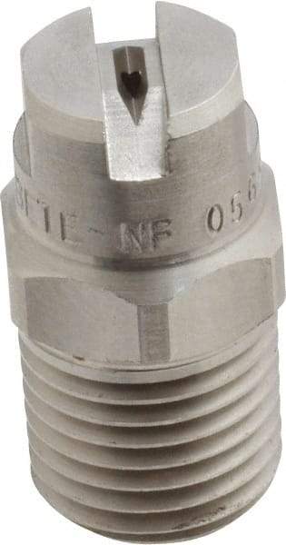 Bete Fog Nozzle - 1/4" Pipe, 65° Spray Angle, Grade 303 Stainless Steel, Standard Fan Nozzle - Male Connection, 0.79 Gal per min at 100 psi, 0.057" Orifice Diam - Benchmark Tooling