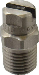 Bete Fog Nozzle - 1/4" Pipe, 90° Spray Angle, Grade 303 Stainless Steel, Standard Fan Nozzle - Male Connection, 0.79 Gal per min at 100 psi, 0.057" Orifice Diam - Benchmark Tooling