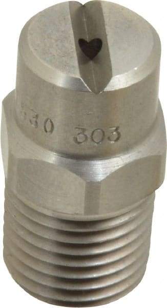 Bete Fog Nozzle - 1/4" Pipe, 30° Spray Angle, Grade 303 Stainless Steel, Standard Fan Nozzle - Male Connection, 2.37 Gal per min at 100 psi, 3/32" Orifice Diam - Benchmark Tooling