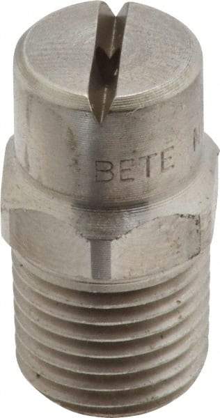 Bete Fog Nozzle - 1/4" Pipe, 90° Spray Angle, Grade 303 Stainless Steel, Standard Fan Nozzle - Male Connection, 2.37 Gal per min at 100 psi, 3/32" Orifice Diam - Benchmark Tooling