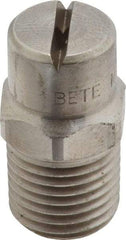 Bete Fog Nozzle - 1/4" Pipe, 90° Spray Angle, Grade 303 Stainless Steel, Standard Fan Nozzle - Male Connection, 2.37 Gal per min at 100 psi, 3/32" Orifice Diam - Benchmark Tooling