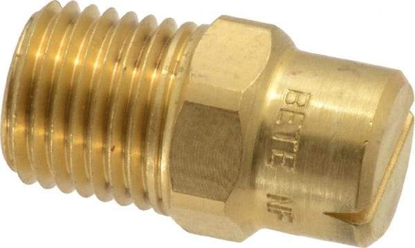 Bete Fog Nozzle - 1/4" Pipe, 120° Spray Angle, Brass, Standard Fan Nozzle - Male Connection, 2.37 Gal per min at 100 psi, 3/32" Orifice Diam - Benchmark Tooling