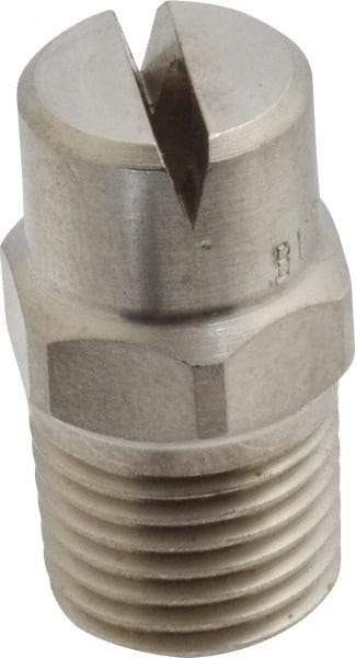 Bete Fog Nozzle - 1/4" Pipe, 120° Spray Angle, Grade 303 Stainless Steel, Standard Fan Nozzle - Male Connection, 6.32 Gal per min at 100 psi, 5/32" Orifice Diam - Benchmark Tooling