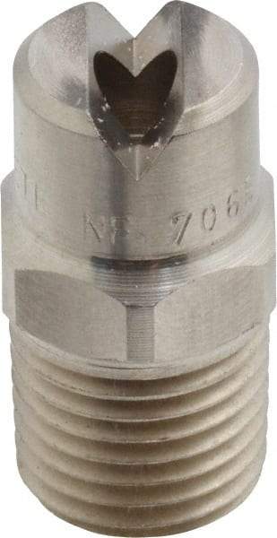 Bete Fog Nozzle - 1/4" Pipe, 65° Spray Angle, Grade 303 Stainless Steel, Standard Fan Nozzle - Male Connection, 11.1 Gal per min at 100 psi, 0.203" Orifice Diam - Benchmark Tooling