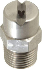 Bete Fog Nozzle - 1/2" Pipe, 65° Spray Angle, Grade 303 Stainless Steel, Standard Fan Nozzle - Male Connection, 9.49 Gal per min at 100 psi, 0.186" Orifice Diam - Benchmark Tooling