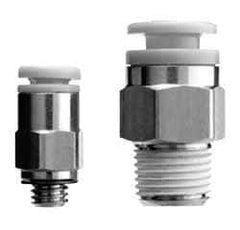 SMC PNEUMATICS - 12mm OD, 1/4 Universal, Brass/Polybutylene Push-to-Connect Male Connector - 145 Max psi, White - Benchmark Tooling