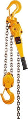 Harrington Hoist - 12,000 Lb Lifting Capacity, 20' Lift Height, Lever Hoist - Made from Chain, 72 Lb Avg Pull to Lift Rated Load, 2 Chains - Benchmark Tooling