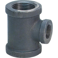 Black Pipe Fittings; Fitting Type: Reducing Branch Tee; Fitting Size: 1/2″ x 1/4″; Material: Malleable Iron; Finish: Black; Fitting Shape: Tee; Thread Standard: NPT; Connection Type: Threaded; Lead Free: No; Standards: UL Listed; ASME B16.3; ASME B1.2.1