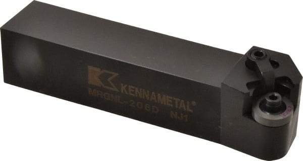 Kennametal - MRGN, Left Hand Cut, 15° Lead Angle, 1-1/4" Shank Height x 1-1/4" Shank Width, Negative Rake Indexable Turning Toolholder - 6" OAL, RN..64 Insert Compatibility, Series Kenloc - Benchmark Tooling