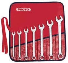 Proto - 7 Piece, 3/8" to 3/4", Combination Wrench Set - Inch Measurement Standard, Satin Finish, Comes in Nylon Roll - Benchmark Tooling