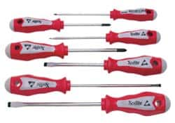 Xcelite - 7 Piece Phillips & Slotted Screwdriver Set - Blade Sizes: Width 1/8, 5/32, 3/16, 1/4 & 5/16, Bit Sizes: Philips #1 & #2 - Benchmark Tooling