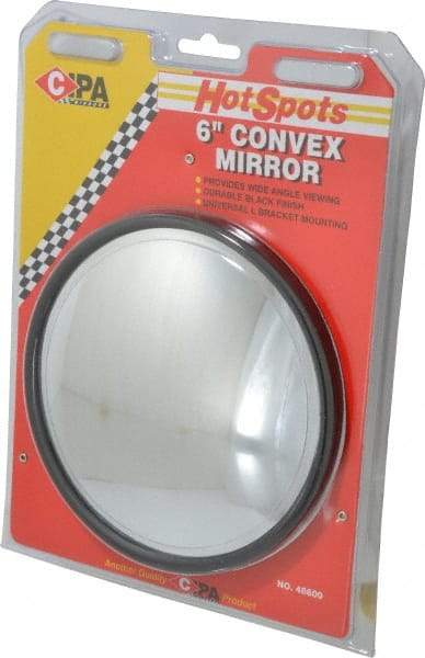 Value Collection - Automotive Full Size Convex Round Mirror with L Bracket - Black, 6" Mirror Diam - Benchmark Tooling