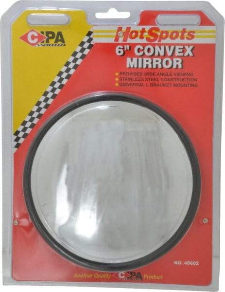 Value Collection - Automotive Full Size Convex Round Mirror with L Bracket - Stainless Steel, 6" Mirror Diam - Benchmark Tooling