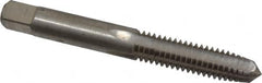 Interstate - 5/16-18 UNC 3B 4 Flute Bright Finish High Speed Steel Straight Flute Standard Hand Tap - Plug, Right Hand Thread, 2-23/32" OAL, 1" Thread Length, H3 Limit, Oversize - Benchmark Tooling