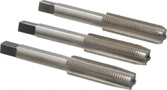 Interstate - 7/16-20 UNF, 4 Flute, Bottoming, Plug & Taper, Bright Finish, High Speed Steel Tap Set - Right Hand Cut, 3-5/32" OAL, 1-7/16" Thread Length - Exact Industrial Supply