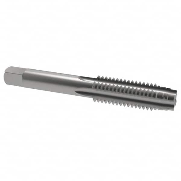 Interstate - 1/2-13 UNC 3B 4 Flute Bright Finish High Speed Steel Straight Flute Standard Hand Tap - Taper, Right Hand Thread, 3-3/8" OAL, 1-21/32" Thread Length, H3 Limit, Oversize - Exact Industrial Supply