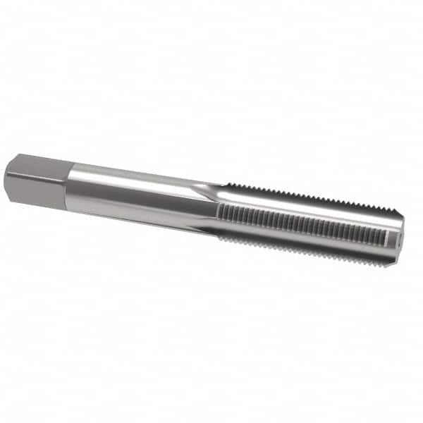Interstate - 1/2-20 UNF 3B 4 Flute Bright Finish High Speed Steel Straight Flute Standard Hand Tap - Plug, Right Hand Thread, 3-3/8" OAL, 1-21/32" Thread Length, H3 Limit, Oversize - Exact Industrial Supply