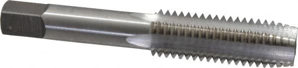 Interstate - 5/8-11 UNC 3B 4 Flute Bright Finish High Speed Steel Straight Flute Standard Hand Tap - Plug, Right Hand Thread, 3-13/16" OAL, 1-13/16" Thread Length, H3 Limit, Oversize - Exact Industrial Supply