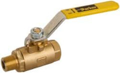 Parker - 3/8" Pipe, Brass Standard Ball Valve - 2 Piece, Inline - One Way Flow, MNPT x FNPT Ends, Lever Handle, 600 WOG, 150 WSP - Benchmark Tooling