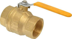 Parker - 2" Pipe, Brass Standard Ball Valve - 2 Piece, Inline - One Way Flow, FNPT x FNPT Ends, Lever Handle, 600 WOG, 150 WSP - Benchmark Tooling
