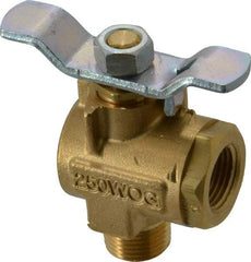 Parker - 3/8" Pipe, Brass Standard Ball Valve - 2 Piece, Right Angle, MNPT x FNPT Ends, Tee Handle, 250 WOG, 150 WSP - Benchmark Tooling