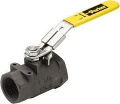 Parker - 1-1/4" Pipe, Carbon Steel Standard Ball Valve - 2 Piece, Inline - One Way Flow, FNPT x FNPT Ends, Lever Handle, 1,500 WOG, 150 WSP - Benchmark Tooling