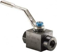 Parker - 3/8" Pipe, Carbon Steel Standard Ball Valve - 2 Piece, Inline - One Way Flow, SAE x SAE Ends, Lever Handle, 6,000 WOG, 150 WSP - Benchmark Tooling